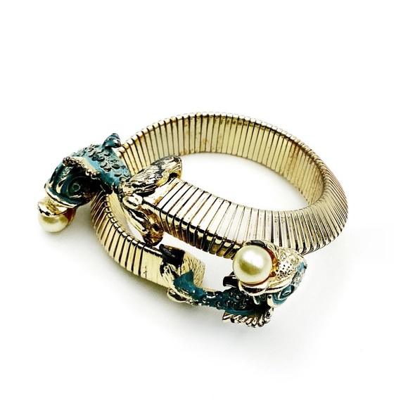 Unique Vintage Mid Century Wrap Fish Bracelet - Picture 3 of 4